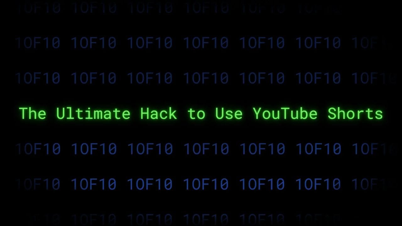 A dark background with green text resembling a computer code. The text reads "The Ultimate Hack to Use YouTube Shorts".