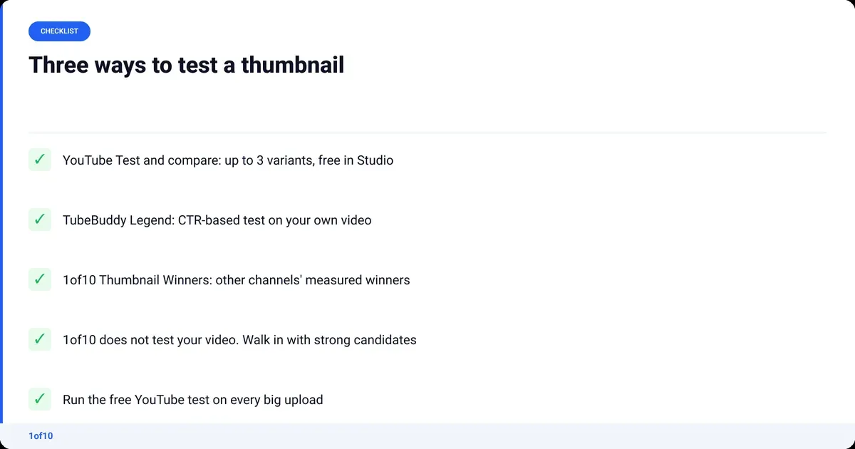 Checklist: Three ways to test a thumbnail