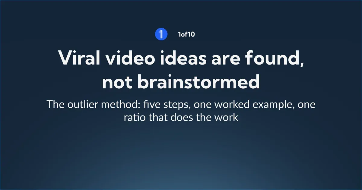 Viral video ideas are found, not brainstormed: the outlier method: five steps, one worked example, one ratio that does the work